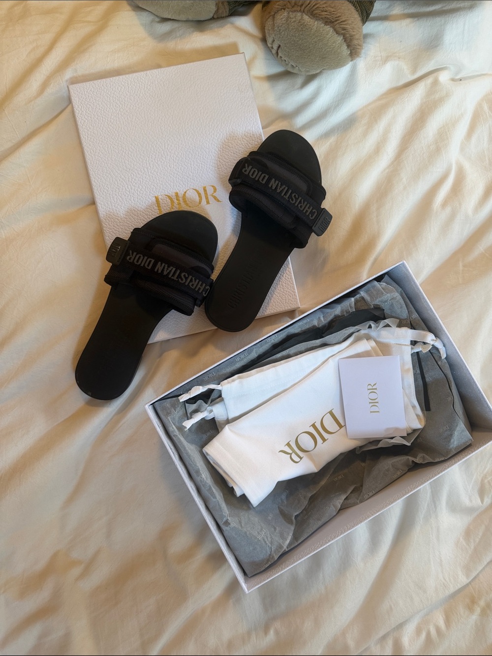 Dior Black Logo Strap Slide Sandals